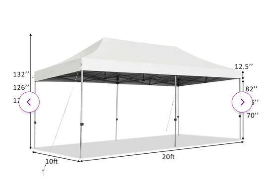 10'X20' Adjustable Folding Heavy Duty Sun Shelter, small mark on canopy, small hole in carry case but item is new