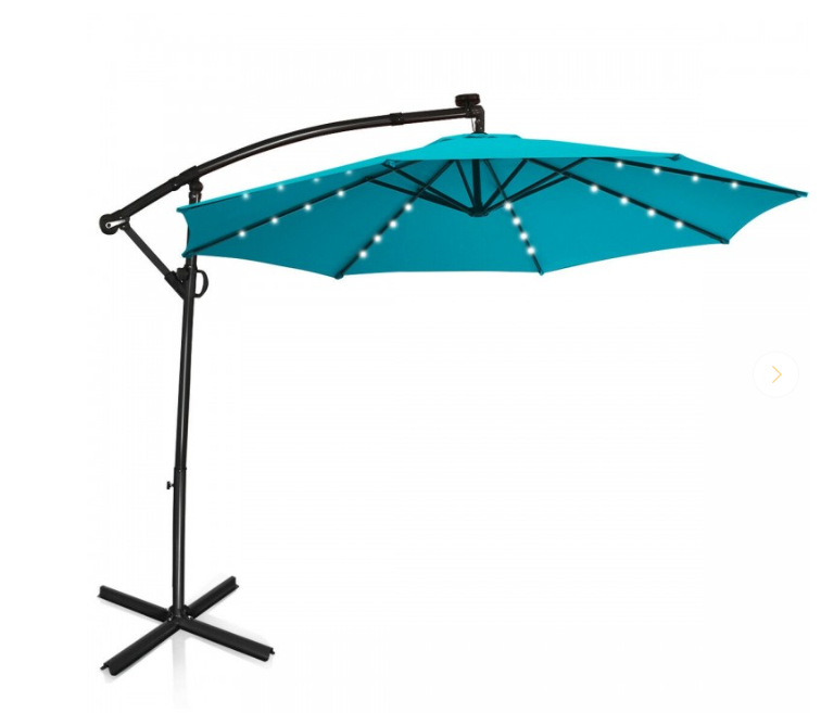 10 Feet 360° Solar Powered LED Patio Offset Umbrella without Weight Base, special customer return