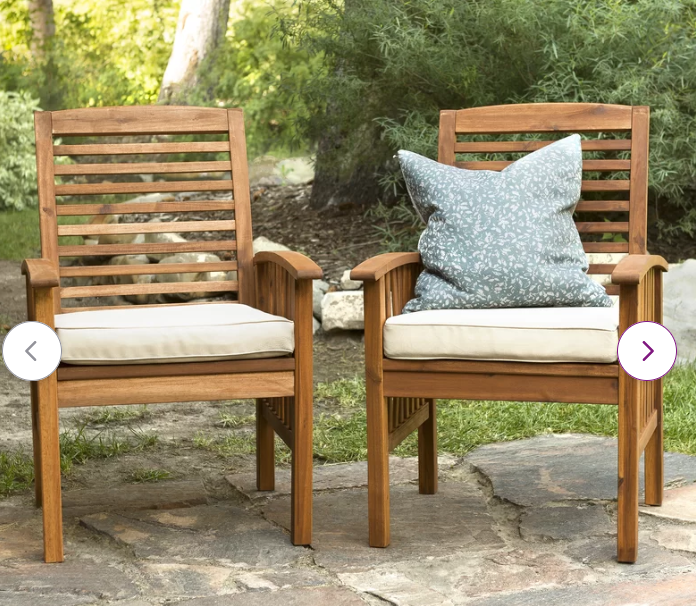 Anje Acacia Patio Dining Armchair with Cushion (Set of 2)