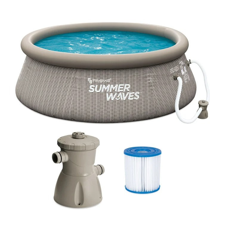 Summer Waves 8Ft X 30In Quick Set Ring Above Ground Pool, With Pump