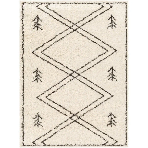 Tana Geometric Area Rug in Black/Ivory - 7'10