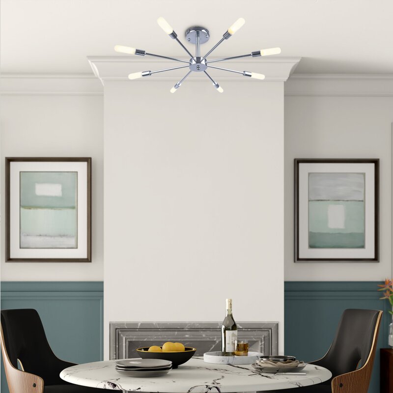 Winton 8 - Light 28.74'' Sputnik Sphere Semi Flush Mount, silver