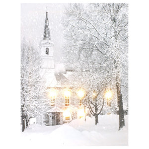 CANVAS 12″ X 16″ W/6 LED WHITE CHURCH