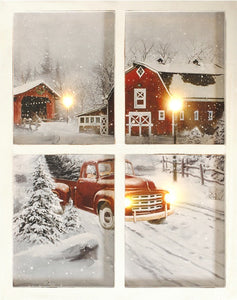 CANVAS W/FRM 16″ X 20″ W/4 LED BARN/TRUCK