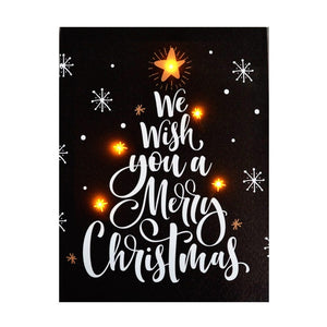 CANVAS 12″X16″ 5 LED “WE WISH YOU A MERRY CHRISTMAS”