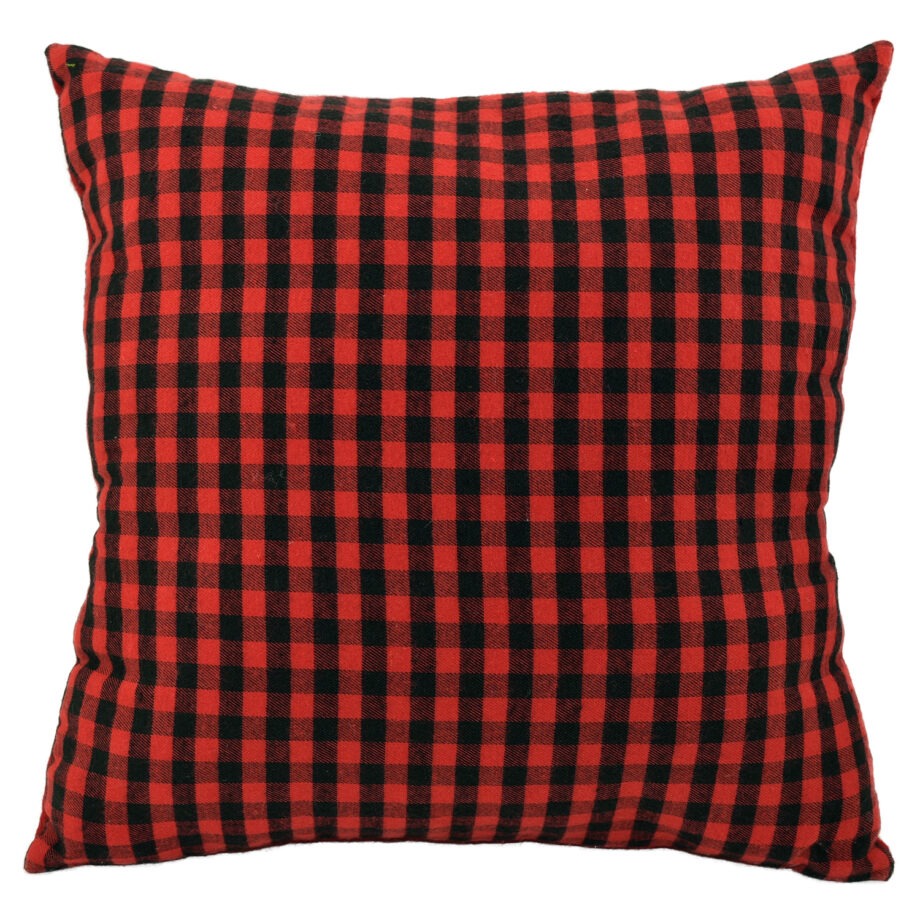 CUSHION 14″ X 14″ RED/BLACK CHECK