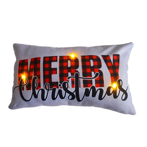 CUSHION LIGHTED 20″X12″ 3 LED+6/18 TIMER “MERRY CHRISTMAS”