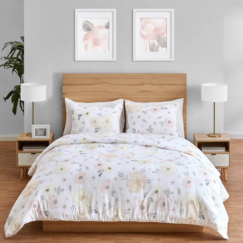 Watercolor Floral Comforter set, Full/Queen