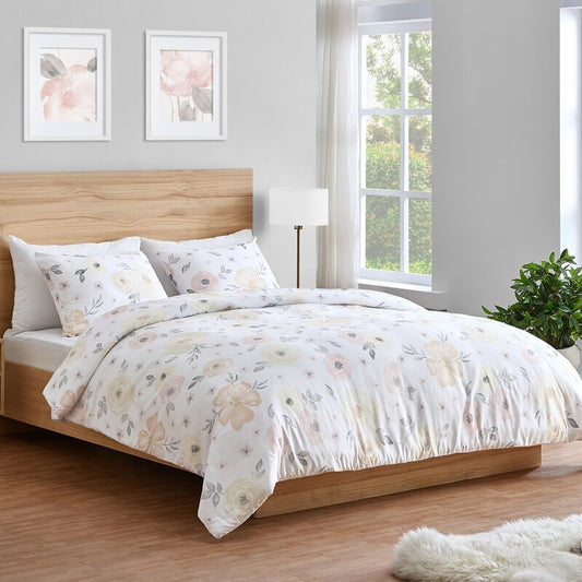 Watercolor Floral Comforter set, Full/Queen