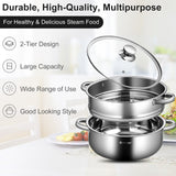 9.5 QT 2 Tier Stainless Steel Steamer Pot