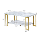 Modern Coffee Table Faux Marble Top Accent Cocktail Table - HW66338