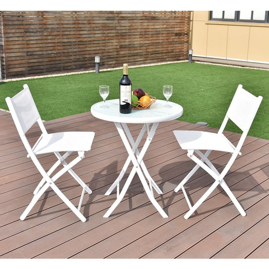 3 Pieces Patio Folding Bistro Set - OP3355WH