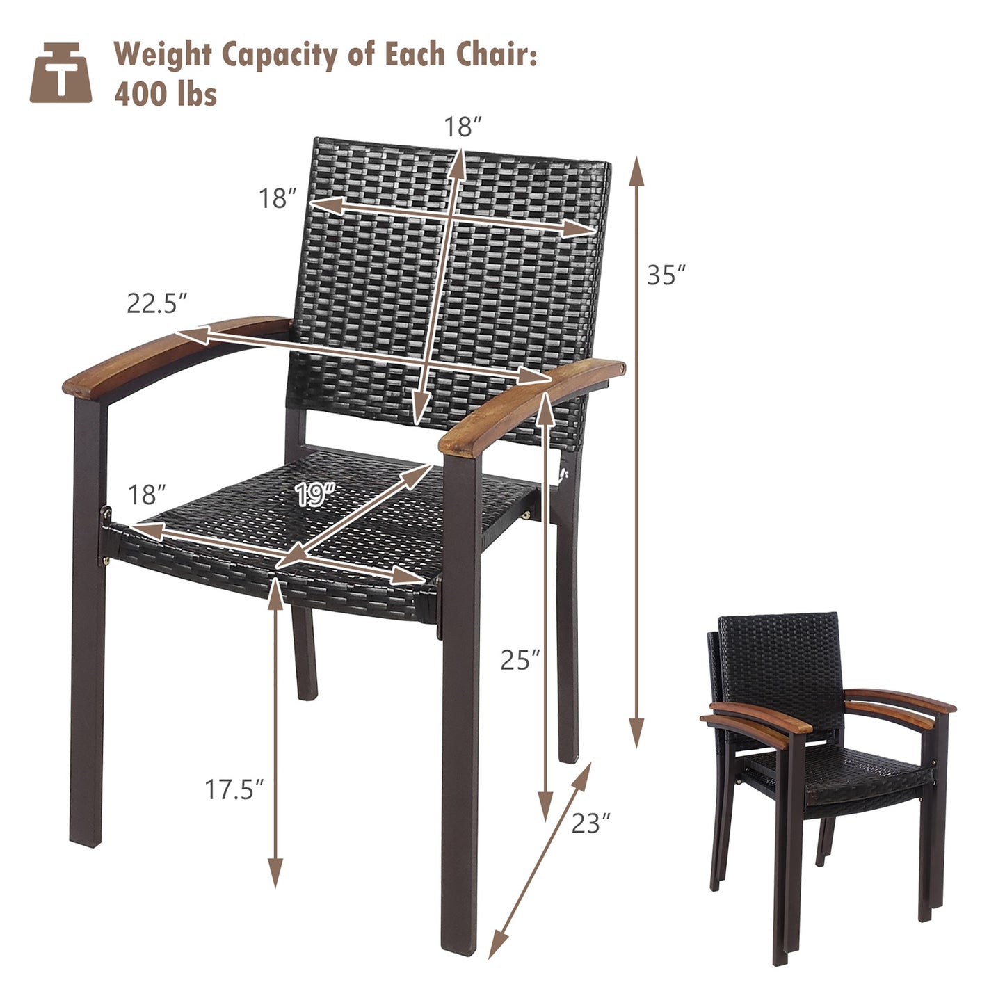 Stackable Outdoor Patio Rattan Dining Chair *SCRATCH & DENT*