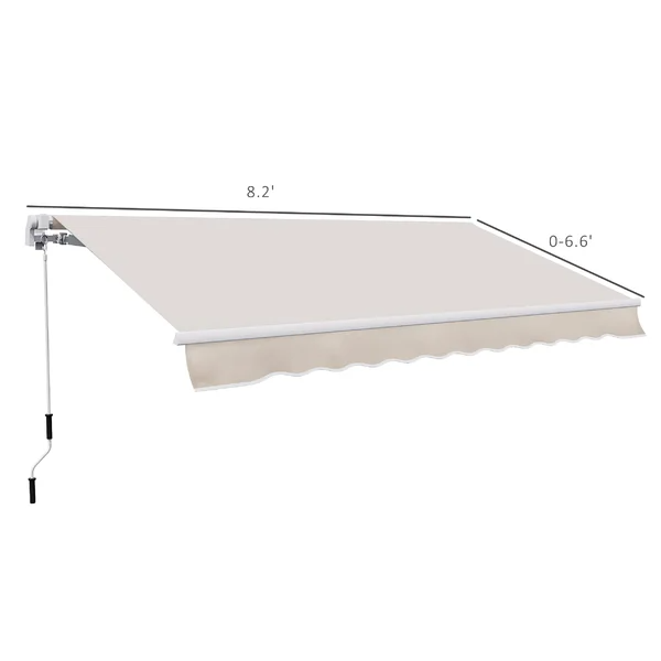 8' X 7' Patio Retractable Awning/Manual Exterior Sun Shade Deck Window Cover, Beige