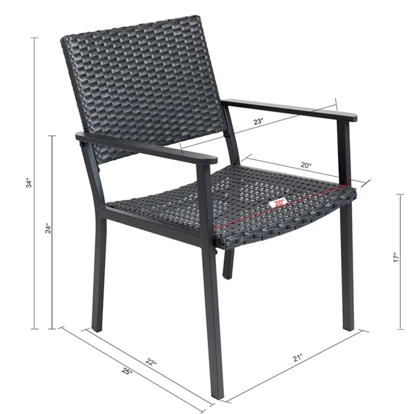 Patio Dining Chair, Wicker, Black