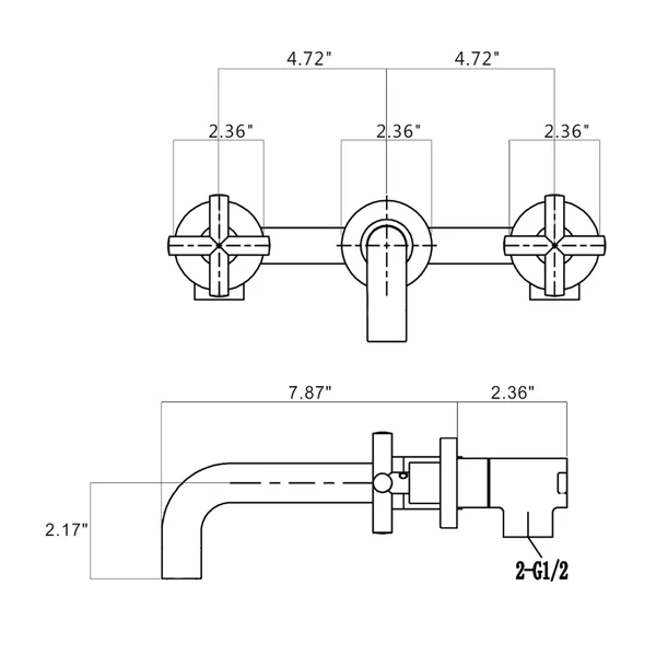 Wall Mouned Bathroom Faucet with Drain, matte black