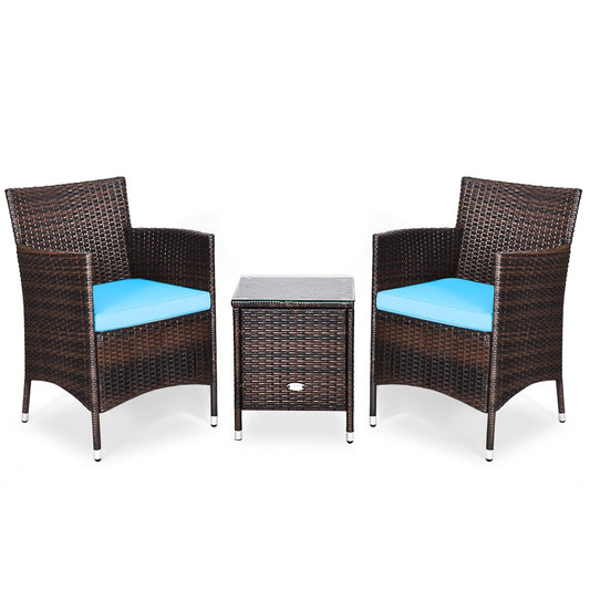 Outdoor 3 PCS PE Rattan Wicker Furniture Set *UNASSEMBLED/IN BOX* - HW63850TU