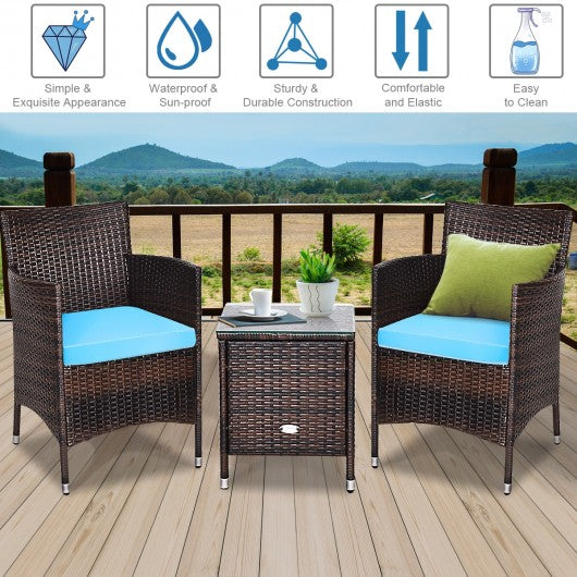 Outdoor 3 PCS PE Rattan Wicker Furniture Set *UNASSEMBLED/IN BOX* - HW63850TU