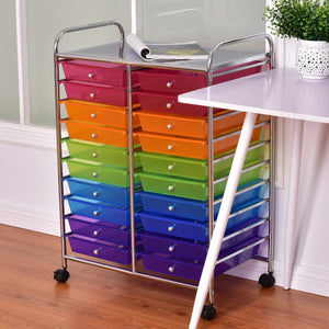 20 Drawers Storage Rolling Cart Studio Organizer *SCRATCH & DENT* - HW56501RB