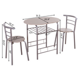 3-Piece Space-Saving Bistro Set, Fully Assembled, Grey