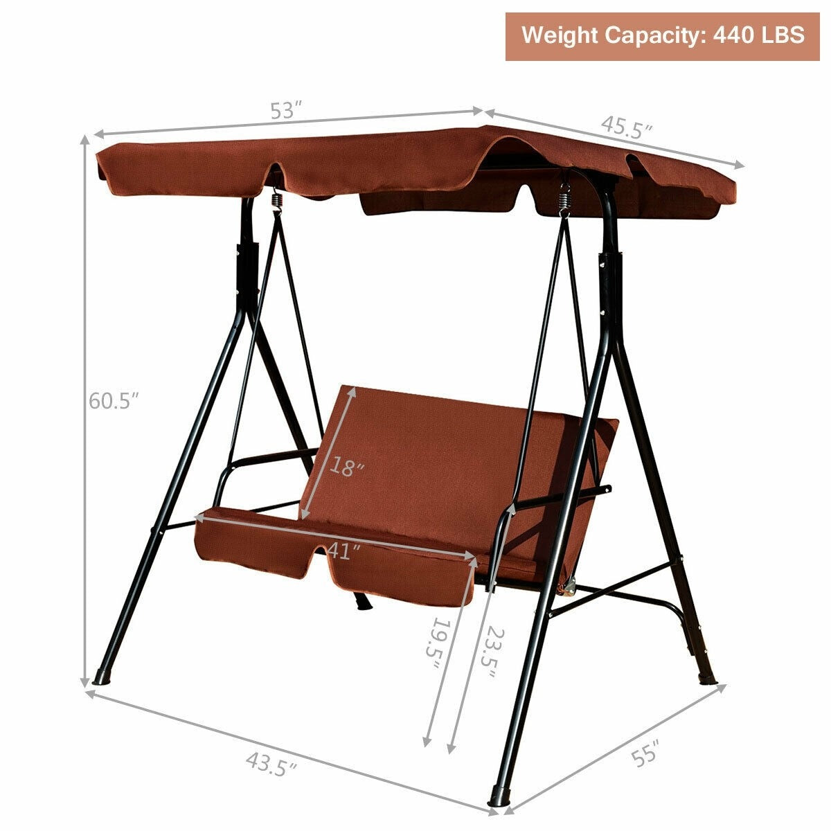 Love Seat Swing with Patio Canopy *UNASSEMBLED/IN BOX, reg $259.99