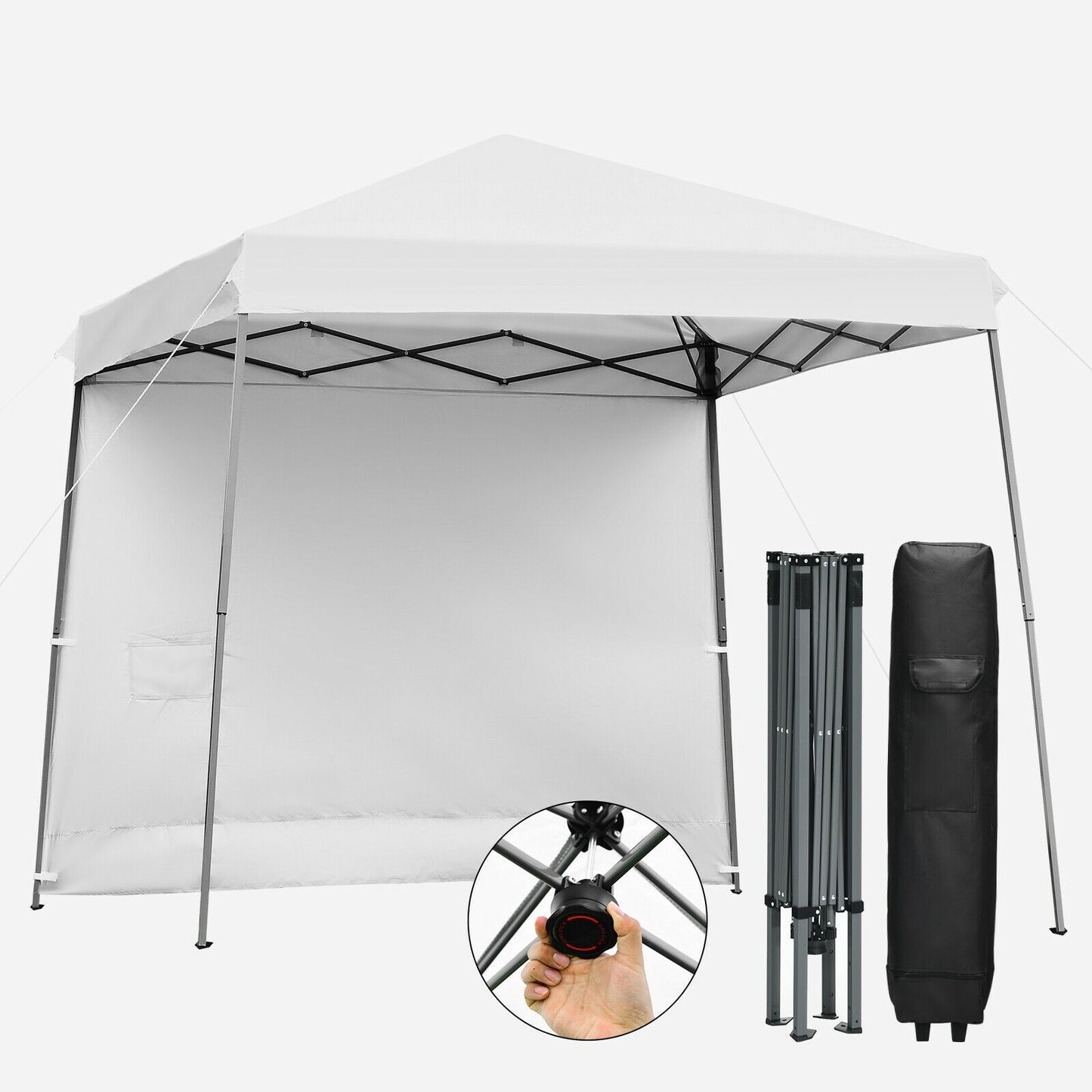 10 x 10 Feet Pop Up Tent Slant Leg Canopy with Roll-up Side Wall *UNASSEMBLED/IN BOX* - NP10024WH