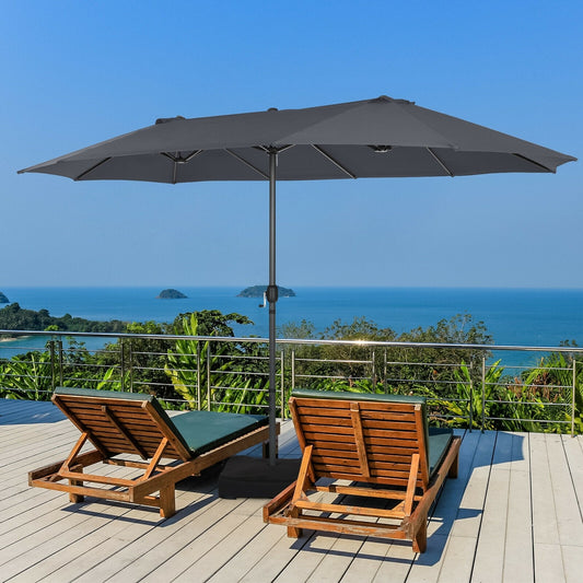 15FT Double-Sided Patio Umbrella with 12-Rib Structure