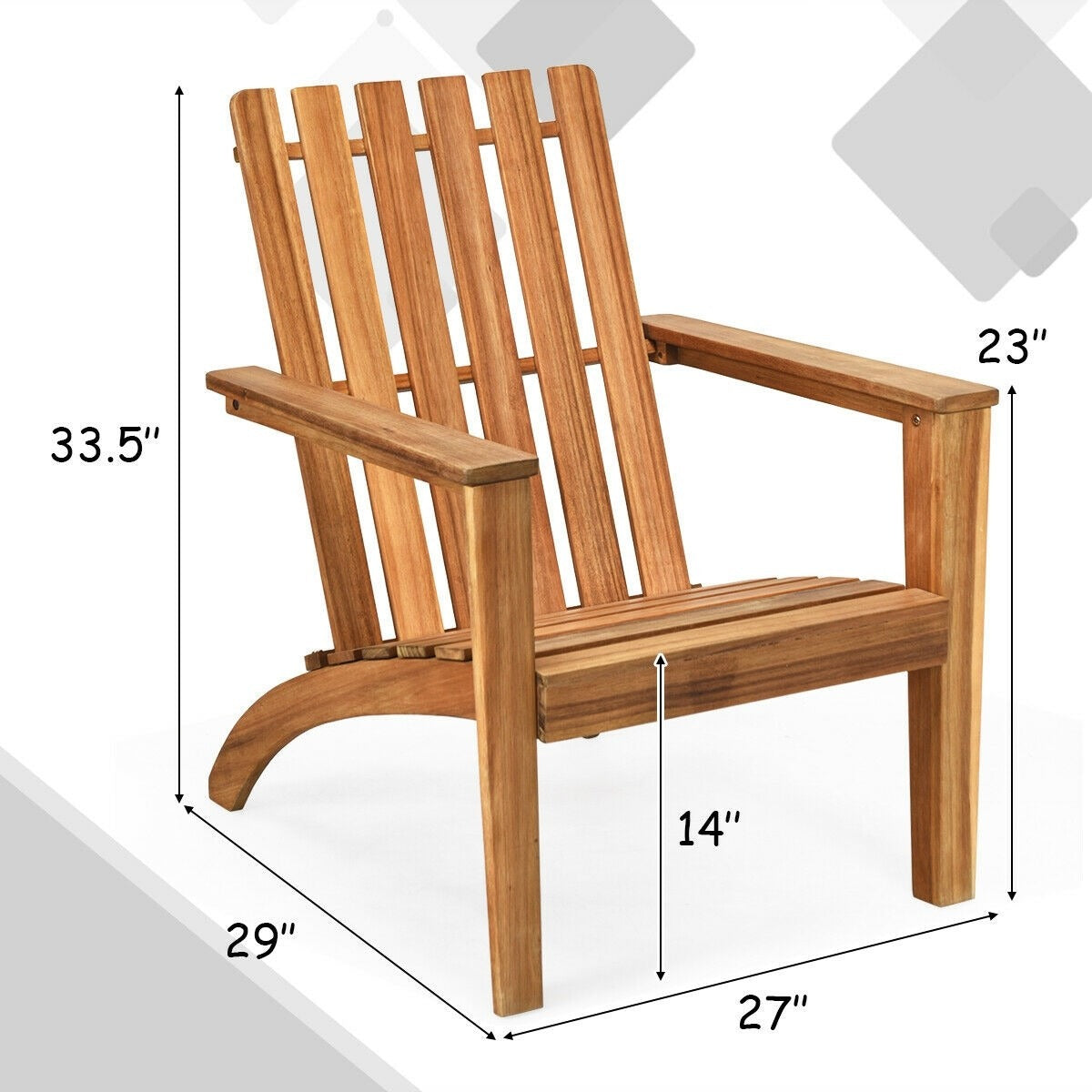 Outdoor Durable Patio Acacia Wood Adirondack Lounge Armchair *SCRATCH & DENT* - OP70602BK-SD