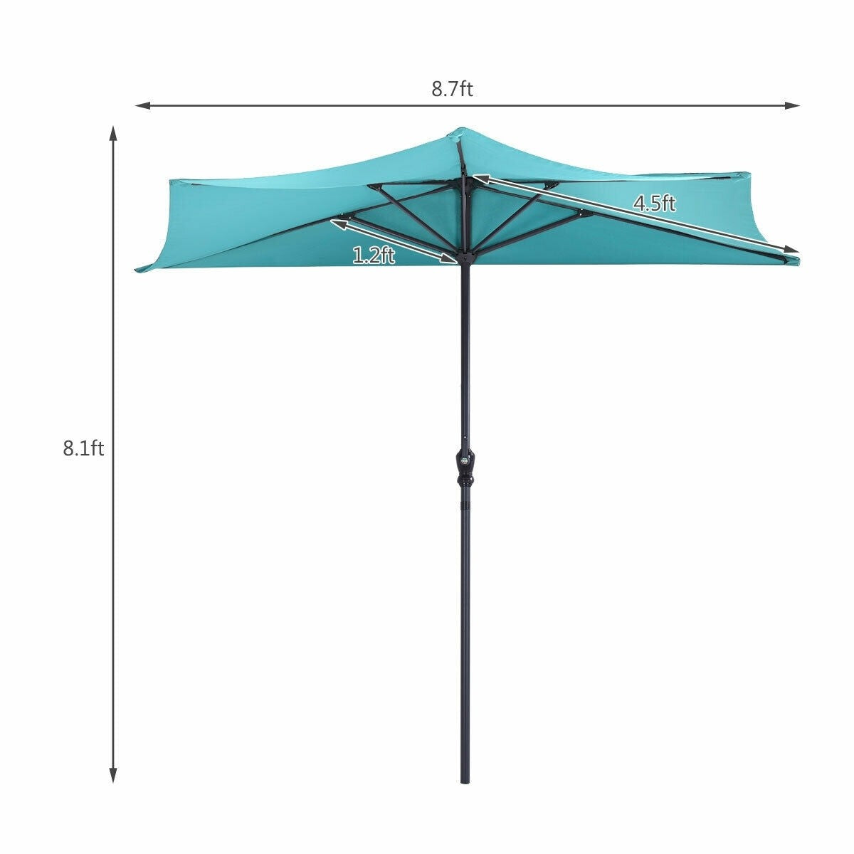 9 Feet Patio Bistro Half Round Umbrella without Weight Base