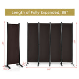 4-Panel Room Divider with Steel Frame - Dark Brown