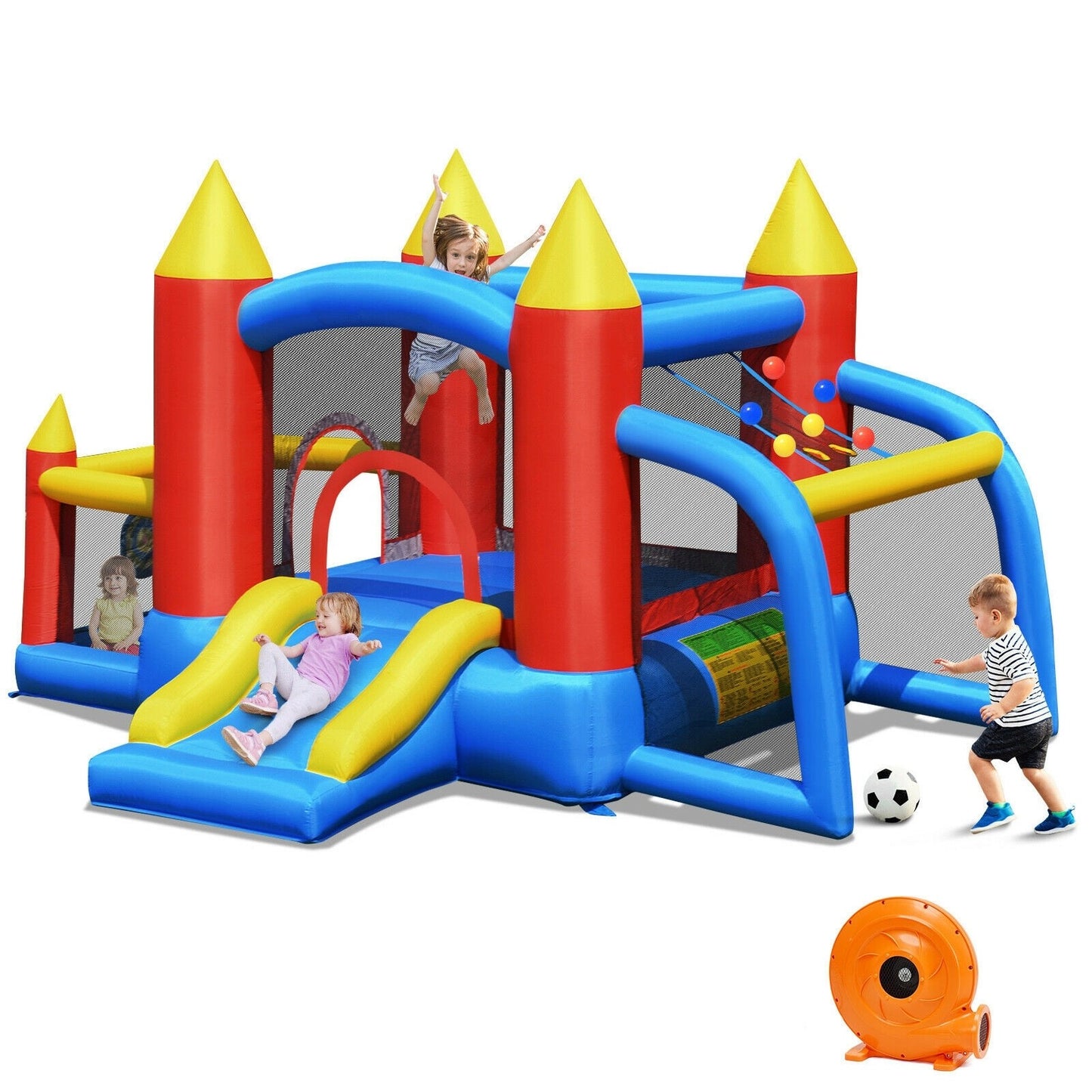 Kid Inflatable Slide Jumping Castle Bounce House with 740w Blower, reg $711.99