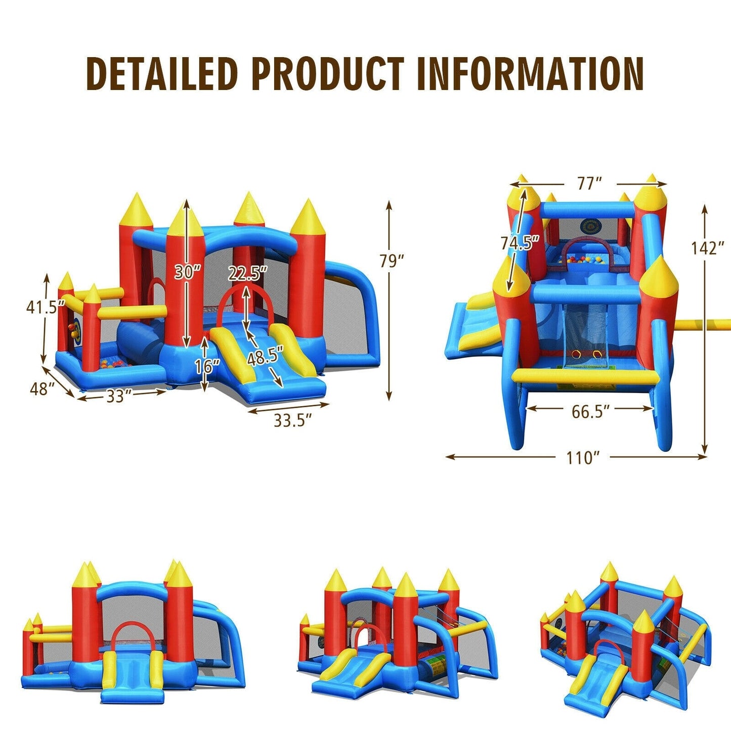 Kid Inflatable Slide Jumping Castle Bounce House with 740w Blower, reg $711.99