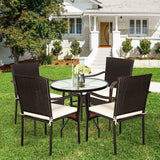 Set of 4 Patio Rattan Stackable Dining Chair