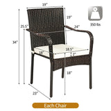 Set of 4 Patio Rattan Stackable Dining Chair