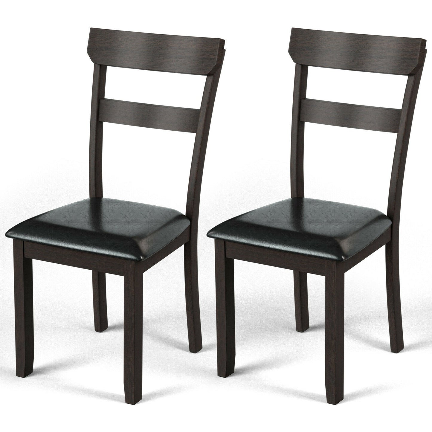 Set of 2 Dining Chairs With Rubber Wood Frame and Upholstered Faux Leather Seat. assembled