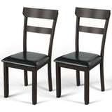 Set of 2 Dining Chairs With Rubber Wood Frame and Upholstered Faux Leather Seat. assembled