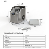 Electric Countertop Ice Maker with Ice Scoop and Basket, Water tank not included