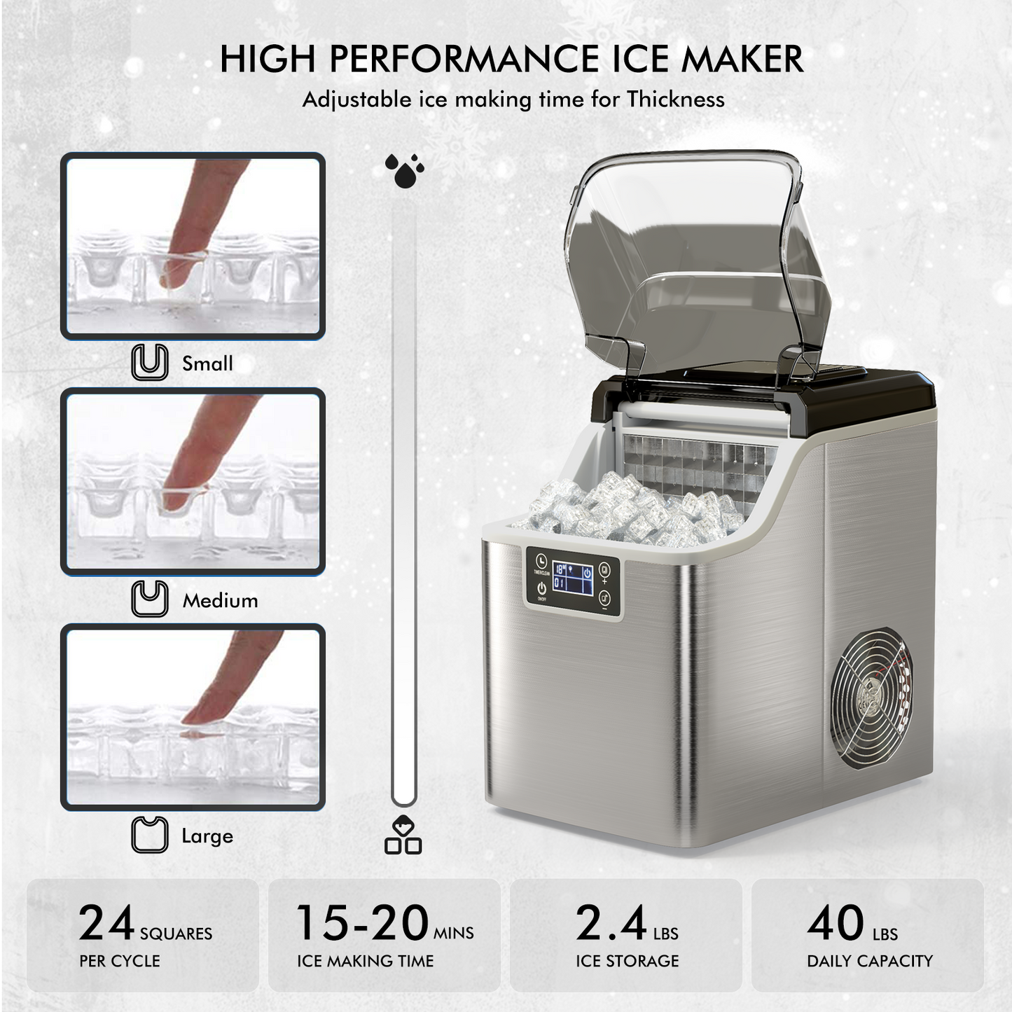 Electric Countertop Ice Maker with Ice Scoop and Basket, Water tank not included