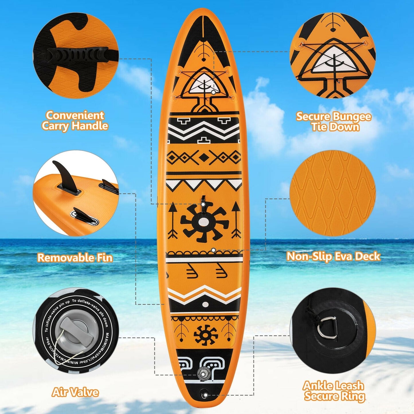 Inflatable Stand Up Paddle Board with Backpack Aluminum Paddle Pump