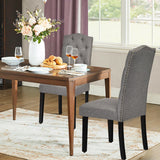 Set of 2 Tufted Upholstered Dining Chair, Grey, Assembled