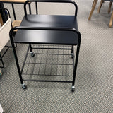 2 SHELF METAL ROLLING CART/TABLE, BLACK