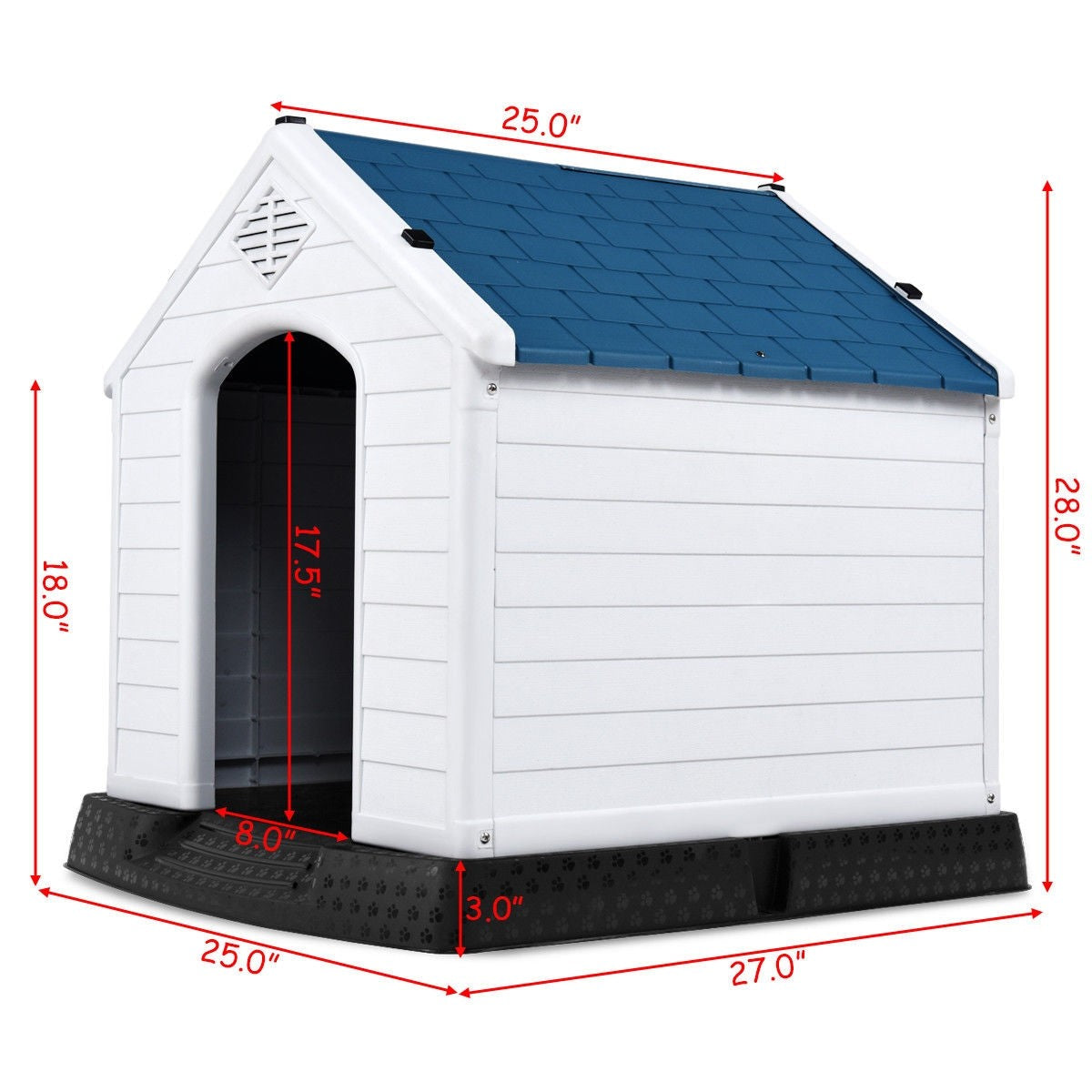 Plastic Waterproof Ventilate Pet House, for small / med dogs, fully assembled