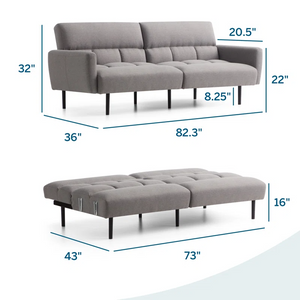 Ollie Futon Sofa Bed with Box Tufting