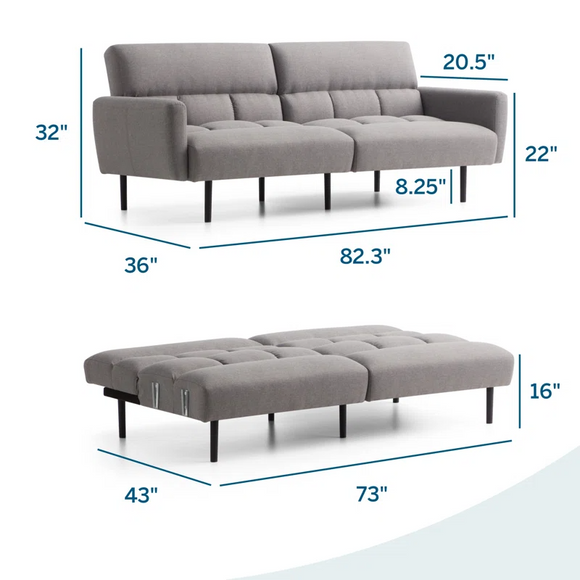 Ollie Futon Sofa Bed with Box Tufting