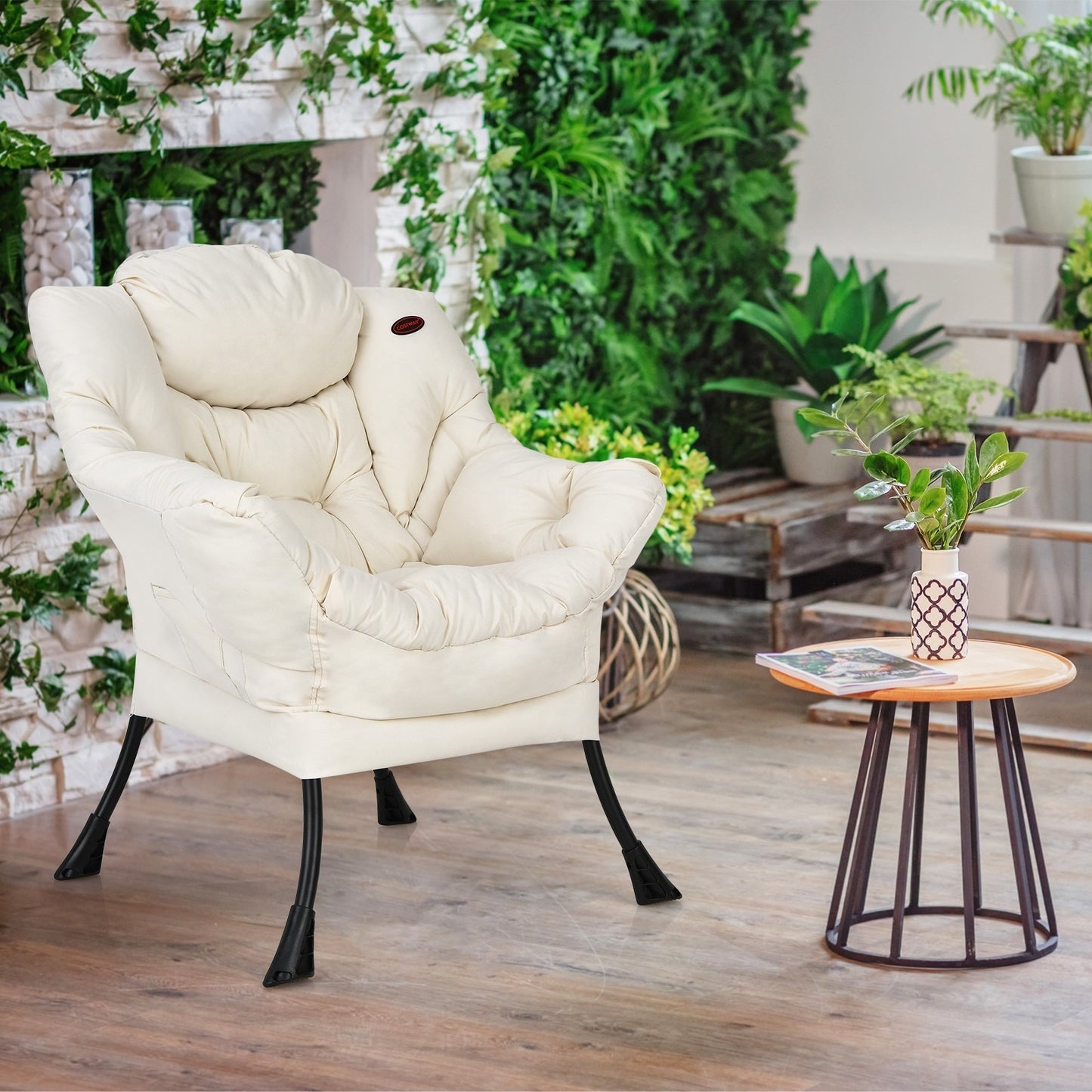 Modern INDOOR/OUTDOOR Polyester Fabric Lazy Chair with Side Pocket - NP10118BE