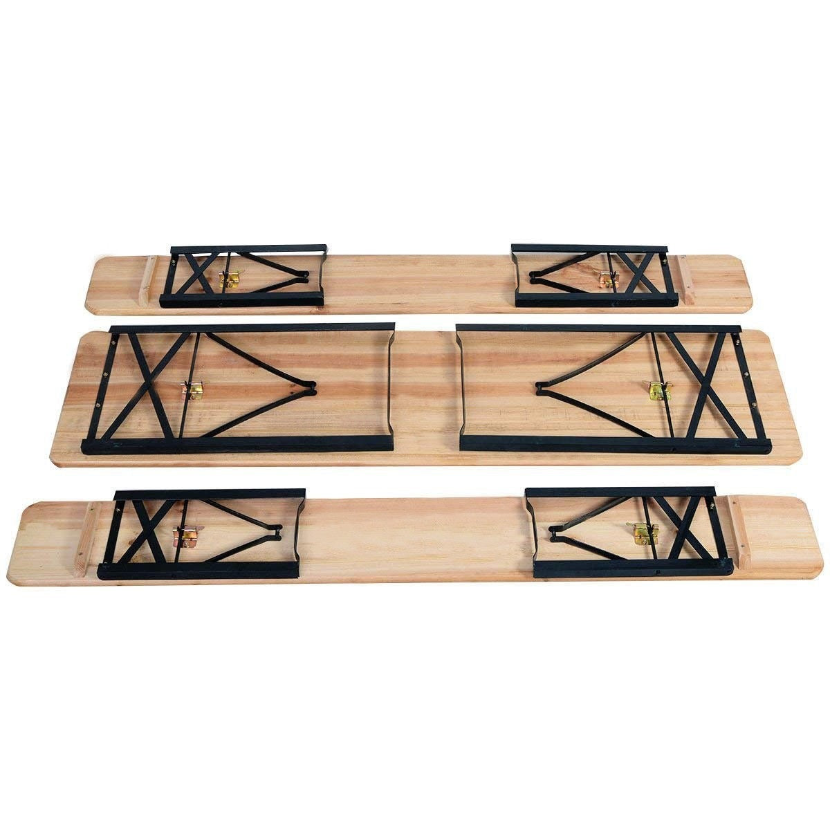 3 Pieces Folding Wooden Picnic Table Bench Set - Scratch & Dent