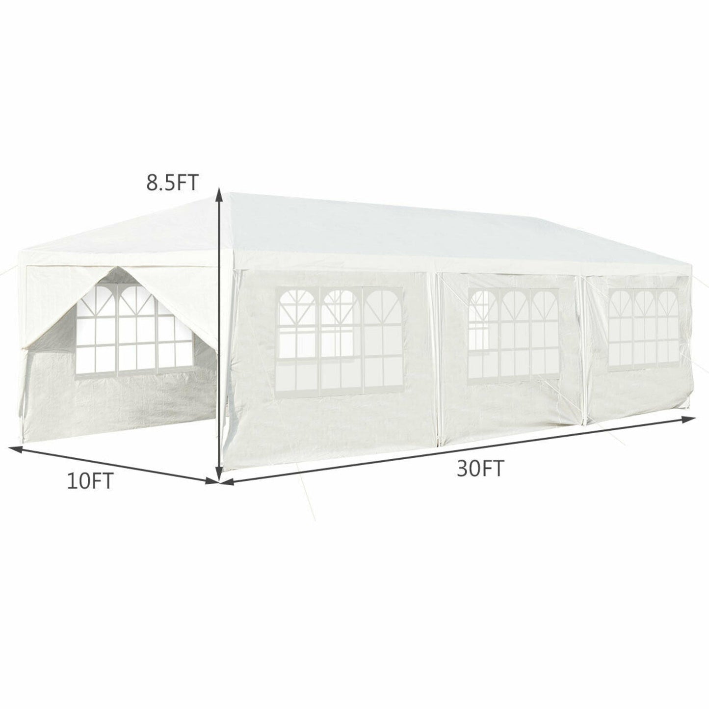 10' X 30' Outdoor Canopy Tent With Side Walls OP3935WH