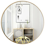 27.5" Modern Metal Wall-Mounted Round Mirror