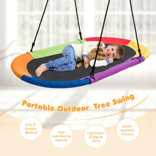 60” Saucer Tree Swing Surf Kids Outdoor Adjustable Giant Oval Platform Swing Set