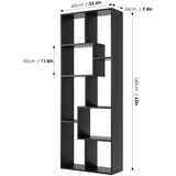 Najah Library Bookcase 63``H x 23.6W, Black, Fully Assembled